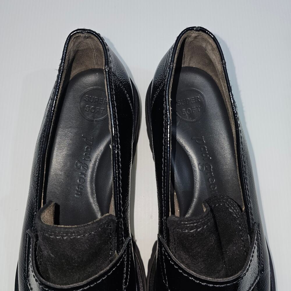 Paul Green Black Leather and Suede Lug Sole Loafers - Picture 8 of 13